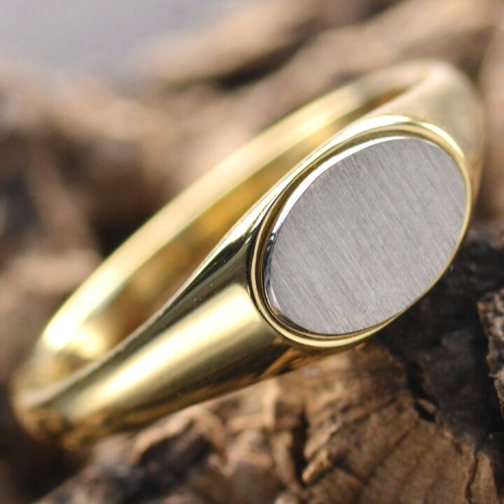 楽天市場】18金 印台 リング K18 18K Pt900 コンビ メンズリング 指輪 