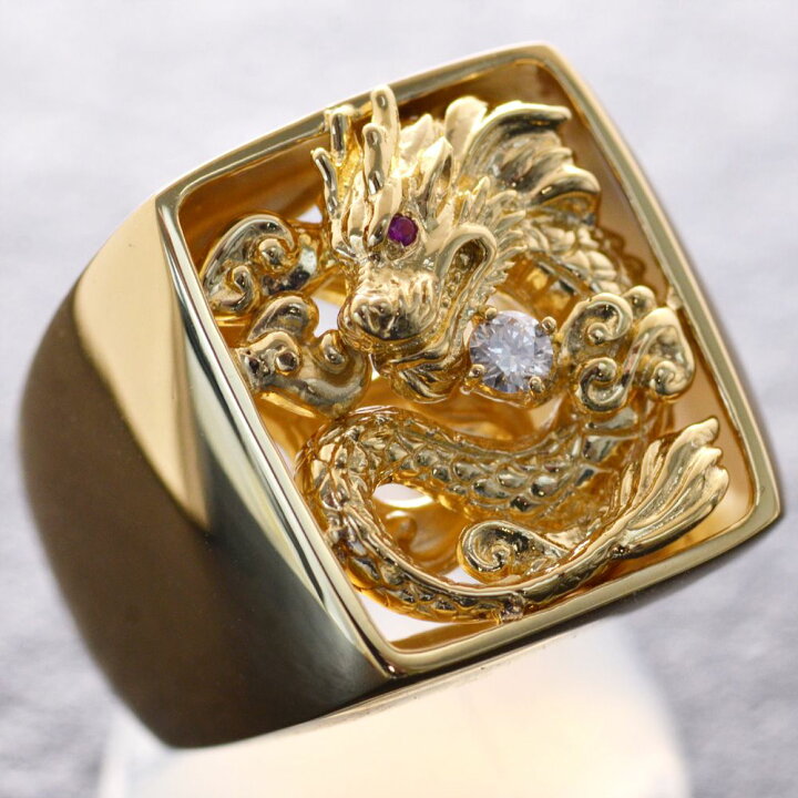 楽天市場】指輪 メンズリング 18金 K18 18K 印台リング ダイヤモンド 