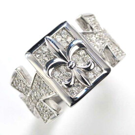 指輪 メンズリング 18金 K18 18K ホワイトゴールド ダイヤモンド クロス 十字架 男性用 日本製 刻印入り ごつい 太め