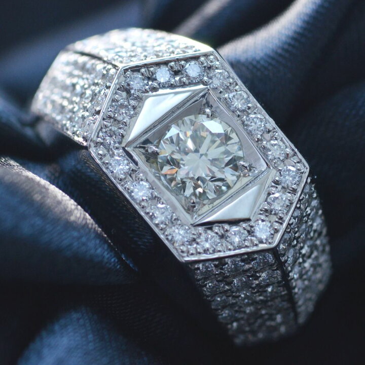 楽天市場】プラチナ リング メンズ 印台 指輪 ダイヤモンド 1.5ct  