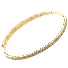 【マラソン限定★10%OFFクーポン!】ブレスレット メンズ K18 18K 18金 ゴールド ダイヤモンド 1カラット 形状記憶 ワイヤー内蔵 フリーサイズ バングル メンズブレスレット 日本製 刻印入り 鑑別書付き 男女兼用