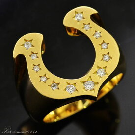 【マラソン同時開催★10%OFFクーポン】指輪 メンズリング 18金 K18 18K ダイヤモンド メンズ リング 馬蹄 星 ゴールド 男性 日本製 刻印入り 鑑別書付き ごつい 太め シンプル 30代 40代 50代 【人気アイテム】