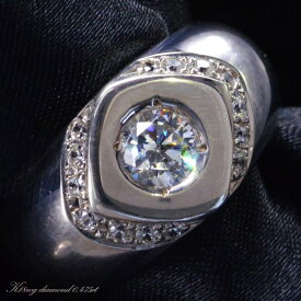 指輪 メンズリング 18金 K18 18K ホワイトゴールド ダイヤモンド 男性用 日本製 刻印入り ごつい 太め