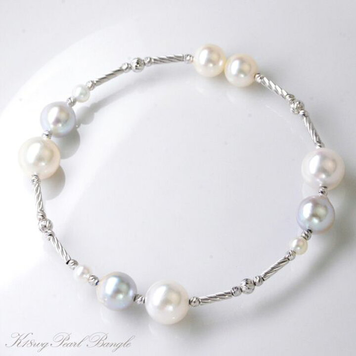楽天市場】ブレスレット バングル 18金 アコヤ 本真珠 レディース 