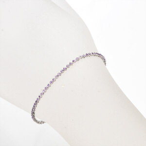 ブレスレット レディース アメジスト テニスブレスレット 18金 ホワイトゴールド K18 18k 鑑別書付き 日本製 刻印入り テニスブレスレット カラーストーン