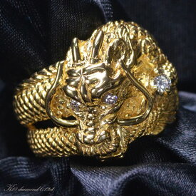 【ポイント10倍!】指輪 メンズリング 18金 K18 18K 18K ゴールド ダイヤモンド 龍 ドラゴン 男性 日本製 刻印入り ごつい 太め シンプル 30代 40代 50代 【人気アイテム】