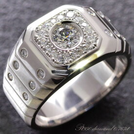 プラチナ リング メンズ 指輪 印台 ダイヤモンド メンズリング 幅広 Pt950 男性用 日本製 刻印入り ごつい 太め