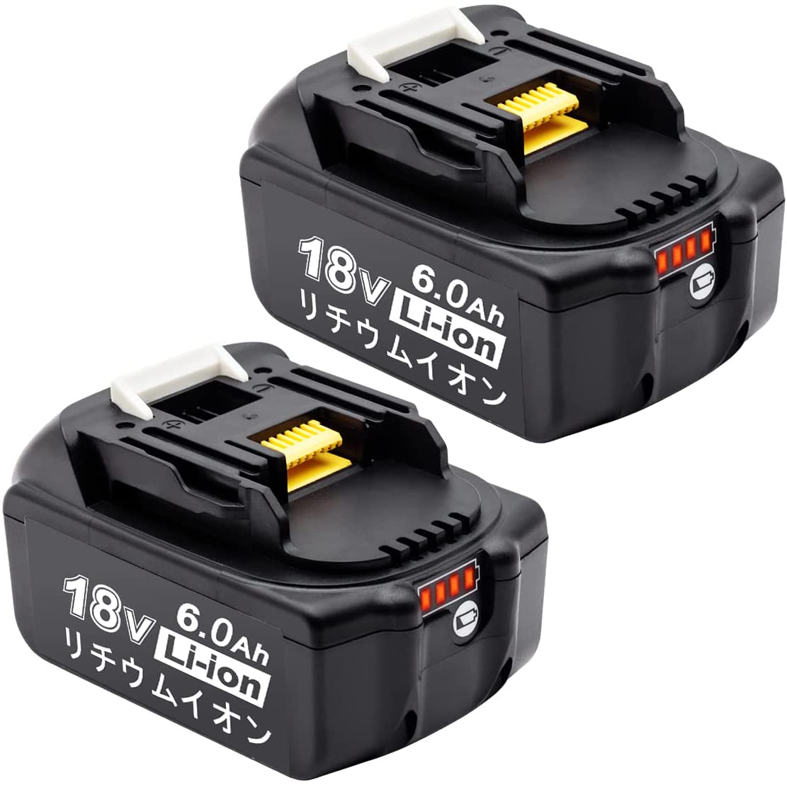 18V用2個セット マキタ互換バッテリー 18v BL1860b 互換バッテリー 18V 6.0Ah 残量表示付 red 2個セット 充電器別売り  安心と信頼