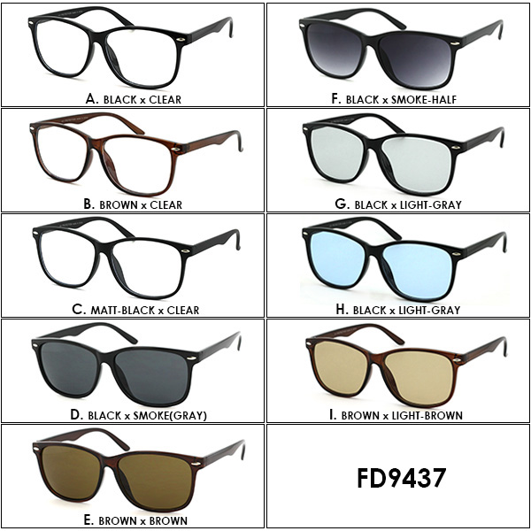 海外輸入海外輸入伊達メガネ サングラス FD9437 ライトカラー メンズ レディース 共用 UVカット ビッグフレーム スクエア ウェリントン 眼鏡・ サングラス
