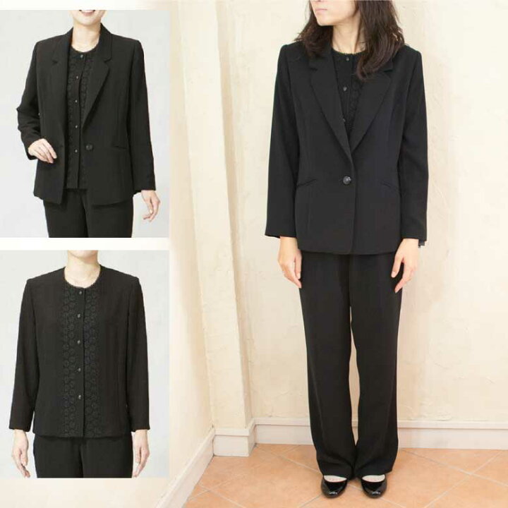 楽天市場】テーラー4点セットパンツスーツブラッククフオーマル喪服 