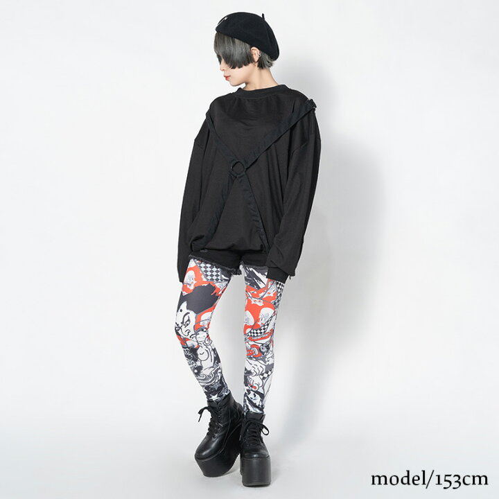 楽天市場 Punkサムライレギンス 原宿系 ファッション レディース パンク ロック V系 ライブ衣装 病み 服 病みかわ 病みかわいい 個性的 侍 和柄 浮世絵 ブラック Acdcrag メール便可 Acdc Rag 原宿竹下通り店