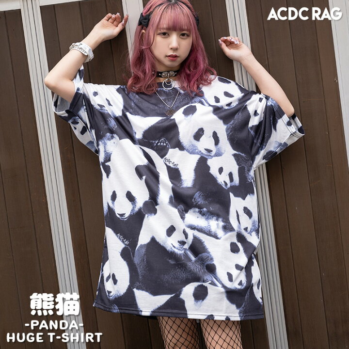楽天市場 パンダ ヒュージtシャツ 半袖 薄手 レディース メンズ 服 原宿 原宿系 ファッション サブカル 動物 アニマル 総柄 大きいサイズ 派手 かわいい 派手カワ 個性的 パンク ロック V系 病みかわいい 病みかわ 白 黒 Acdcrag メール便可 Acdc Rag 原宿竹下通り店