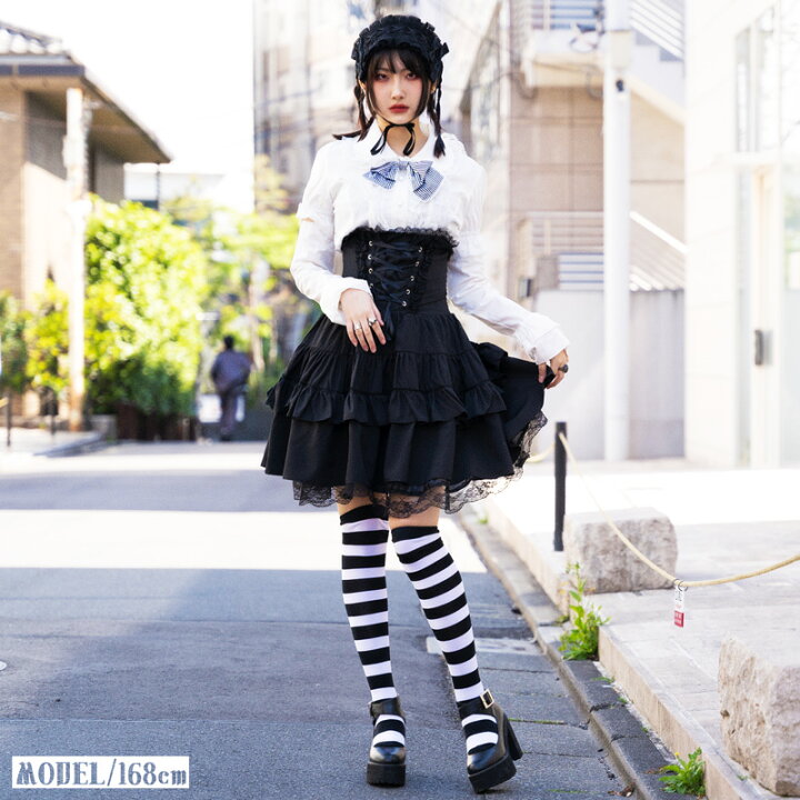 楽天市場 スピンドルbワンピース ゴスロリ ワンピース 黒 ドレス 衣装 服 ゴシック ロリータ ゴス パンク ロック V系 バンギャ スカート ハイウエスト 原宿 原宿系 ファッション レディース メイド コスチューム コスプレ ブラック ストライプ Acdc Rag Acdc Rag 原宿