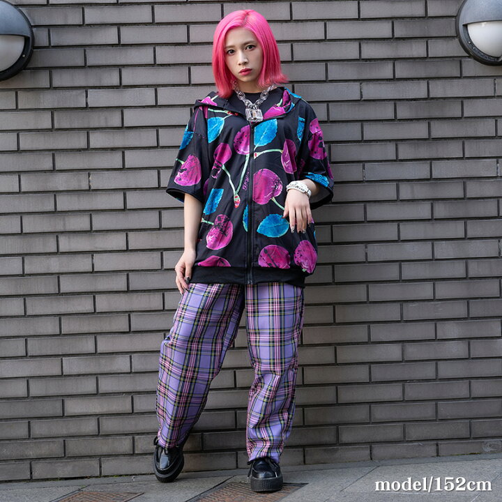 楽天市場 半袖 チェリー Zip Bigパーカー パンク ロック V系 ファッション バンギャ 原宿系 原宿 病み 病みかわいい 派手カワ 個性的 さくらんぼ レディース メンズ ビッグシルエット オーバーサイズ 大きいサイズ ブラック パープル Acdcrag Acdc Rag 原宿竹下通り店