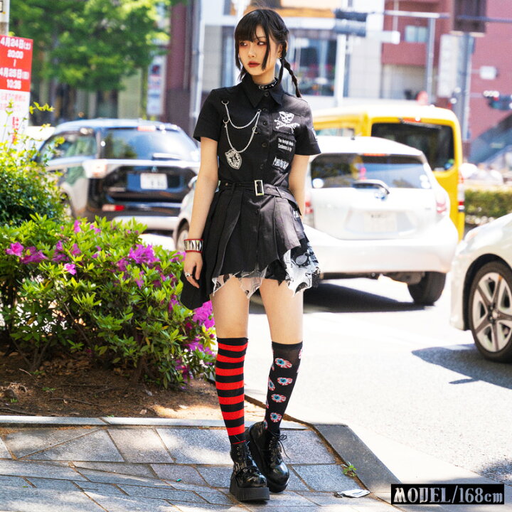 楽天市場】アシメプリーツワンピース パンク ロック ファッション V系 