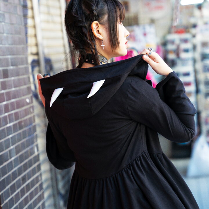 楽天市場 クロスデビルパーカー パーカー ロング丈 パンク ロック ファッション V系 ゴシック バンギャ 原宿 原宿系 レディース メンズ ロング 薄手 長袖 魔女 フレア 姫袖 魔女 十字架 クロス ジップ かわいい 個性的 黒 ブラック 病みかわいい Acdc Rag Acdc