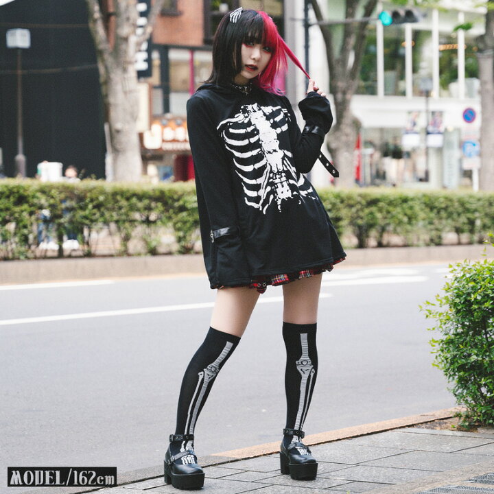 楽天市場 X Rayパーカー パンク ロック ファッション パーカー 骨 スカル V系 バンギャ 原宿系 ファッション レディース メンズ 猫耳 ねこ耳 耳 ロング丈 大きいサイズ ライブ 衣装 個性派 個性的 かわいい 黒 Acdcrag Acdc Rag 原宿竹下通り店