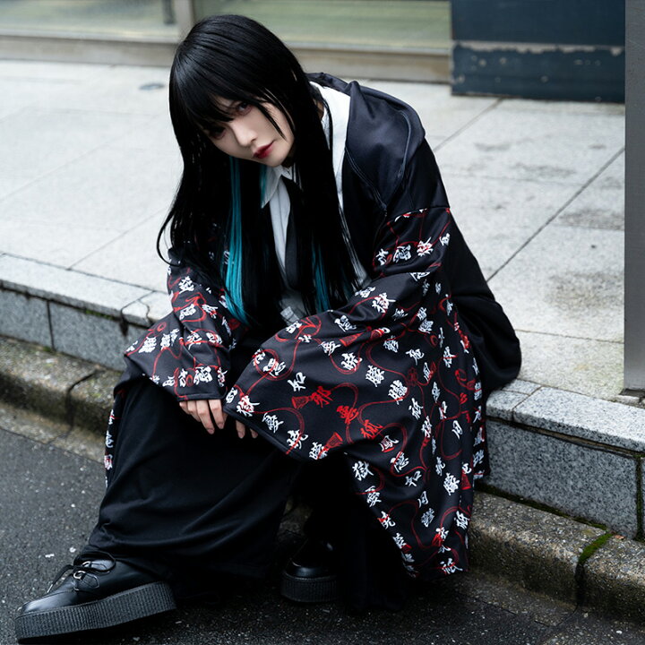 楽天市場 ジュバク キモノzipパーカー パーカー 着物 和服 長袖 原宿 原宿系 病みかわいい 病みかわ ファッション パンク ロック V系 レディース メンズ 個性的 派手カワ 和風 漢字 大きいサイズ ビッグシルエット 総柄 黒 赤 Acdcrag Acdc Rag 原宿竹下通り店