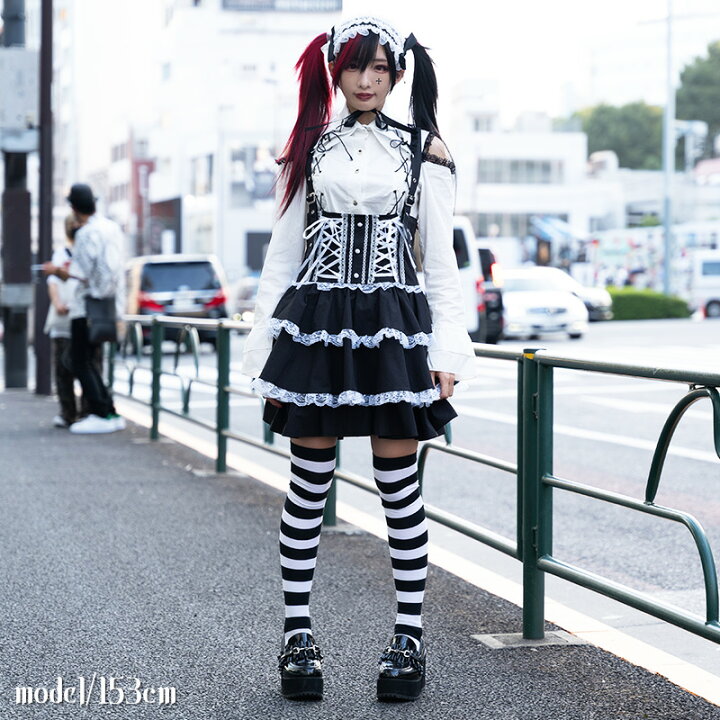 楽天市場 3ジャンパースカート ゴスロリ ワンピース ジャンスカ ジャンパースカート 黒 ドレス 衣装 服 ゴシック ロリータ ゴス パンク ロック V系 バンギャ スカート 原宿 原宿系 ファッション レディース メイド コスチューム コスプレ レース ブラック Acdc Rag