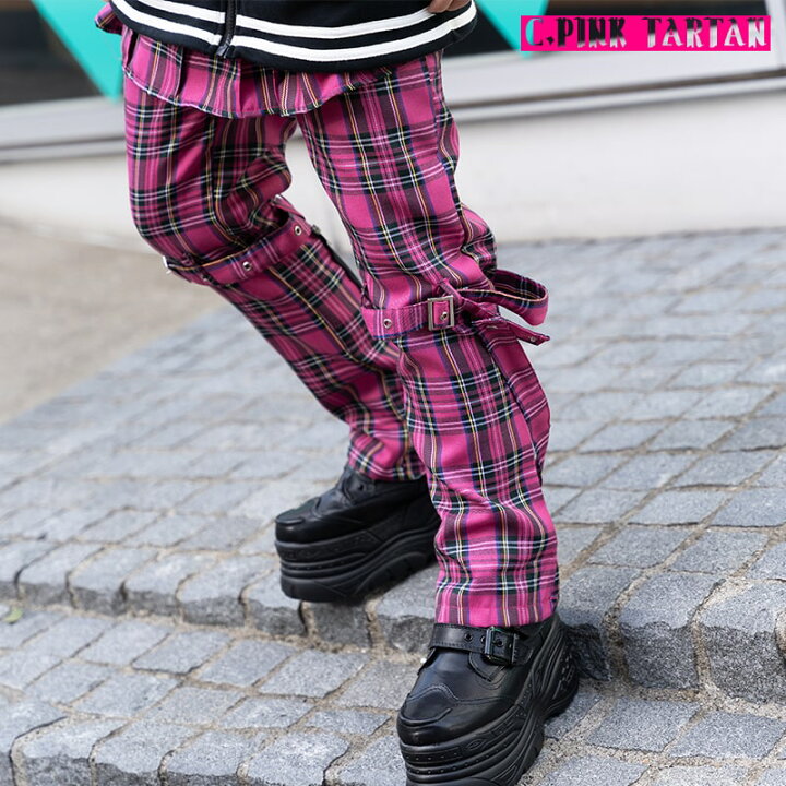 楽天市場 ボンテージパンツ ボンテージパンツ パンツ パンク ロック ファッション V系 ロカビリー 原宿 原宿系 レディース コスプレ バンド ビジュアル系 ヴィジュアル系 モード 10分丈 かっこいい 個性的 ダンス衣装 チェック タータンチェック 赤 黒 Acdc Rag Acdc