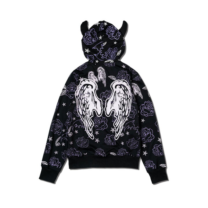ハラジュクパーカー 原宿系 ファッション 長袖 パンク ロック V系 病み 病みかわいい 大きいサイズ レディース メンズ ダンス衣装 衣装 派手カワ イラスト うさ耳 ドクロ かわいい 個性的 黒 Acdcrag Acdc Rag 原宿竹下通り店 長楽ストアサイボパンク男装ハンサム