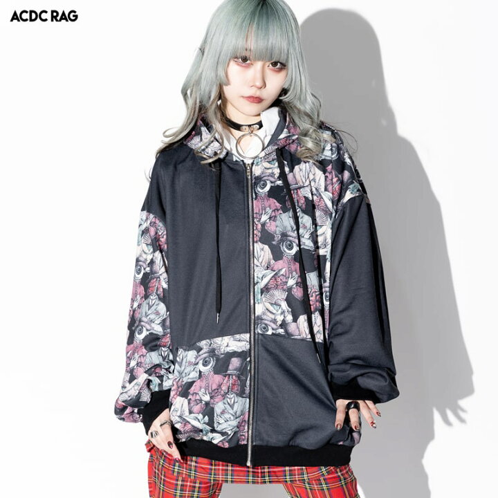 楽天市場 臓器キリカエ Zipパーカー 原宿系 ファッション レディース メンズ パンク ロック V系 ライブ衣装 病み 病みかわいい 長袖 オーバーサイズ 大きいサイズ 個性的 派手カワ 黒 総柄 ドラッグハニー Dxmouve ドゥモーヴェ Acdc Rag 原宿竹下通り店