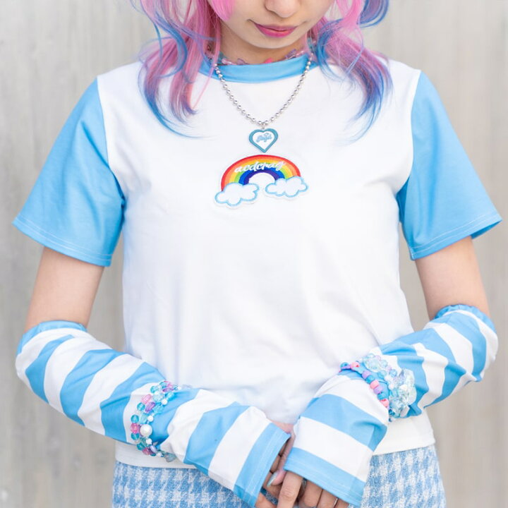 楽天市場 クラウド アームtシャツ 半袖 Y2k 原宿系 原宿 派手カワ ファッション かわいい カラフル デコラ ゆめかわ ゆめかわいい 個性的 レトロ ポップ キュート ファンシー ダンス 衣装 ダンス衣装 ヒップホップ レディース ブルー Acdcrag メール便可 Acdc Rag
