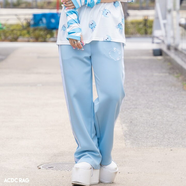 楽天市場 安心 ジャージパンツ パステルブルー トラックパンツ ジャージ 10分丈 原宿 韓国 原宿系 ファッション レディース メンズ かわいい 派手カワ サイドライン 刺繍 大きいサイズ ダンス 衣装 ヒップホップ ダンス衣装 個性的 Acdc Rag Acdc Rag 原宿竹下通り店
