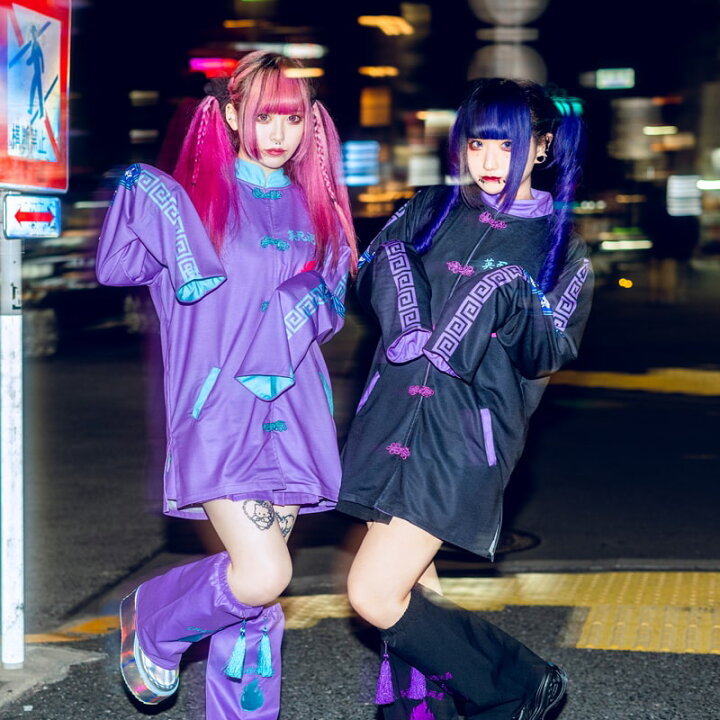 愛死天流 レッグウォーマー 原宿 ロック 病み ファッション 病みかわいい チャイナボタン 原宿系 パンク 派手カワ