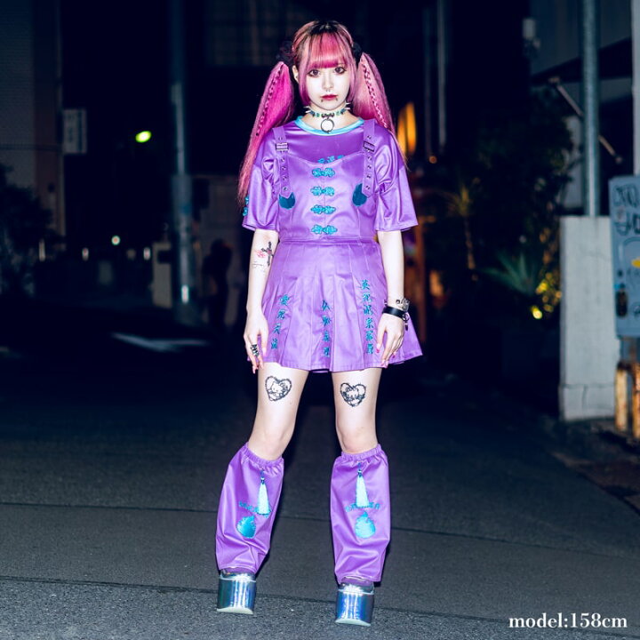 愛死天流 レッグウォーマー 原宿 ロック 病み ファッション 病みかわいい チャイナボタン 原宿系 パンク 派手カワ