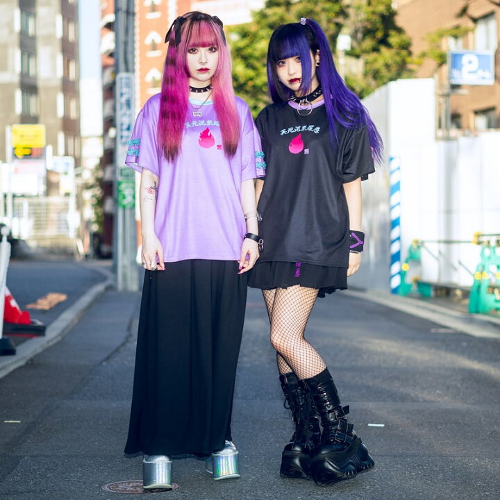 楽天市場 愛死天流 Tシャツ 半袖 ファッション 原宿系 原宿 病み 病みかわいい 派手カワ パンク ロック チャイナボタン 中華風 Neoチャイナ イラスト 女の子 個性的 レディース ブラック パープル 大きいサイズ Acdcrag メール便可 Acdc Rag 原宿竹下通り店
