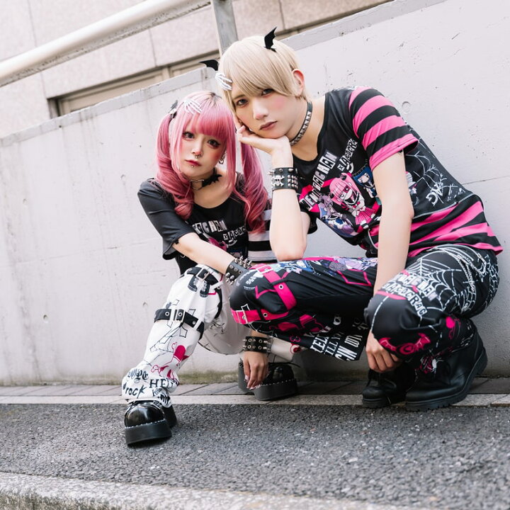 楽天市場 Emoパンクメンヘラチャン Zipロンt Tシャツ 長袖 2way ファッション 原宿系 原宿 病み 病みかわいい 派手カワ パンク ロック Zip ボーダー 江崎びす子 メンヘラチャン メンヘラ 個性的 レディース ブラック ピンク ホワイト 大きいサイズ Acdcrag メール便可