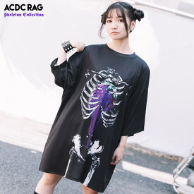 タレストロベリー ヒュージT PU Tシャツ 半袖 パンク ロック V系 ファッション バンギャ 原宿系 原宿 韓国 パープル 病み 病みかわいい 派手カワ 個性的 イチゴ 骸骨 スケルトン レディース メンズ ビッグシルエット オーバーサイズ 大きいサイズ ACDCRAG [メール便可]