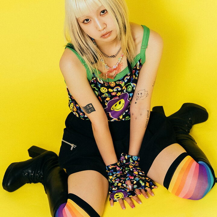 楽天市場】RAINBOW PF アームカバー BK y2k 原宿系 原宿 派手カワ 