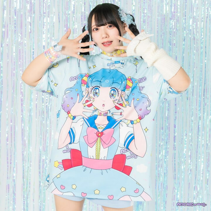 楽天市場 ゆめちゃん Tシャツ 半袖 原宿系 原宿 派手カワ ファッション パステル ファンシー ポップ 女の子 イラスト ゆめかわ ゆめかわいい 個性的 ダンス 衣装 ダンス衣装 ヒップホップ レディース ブルー 大きいサイズ Mog Acdcrag メール便可 Acdc Rag 原宿竹下