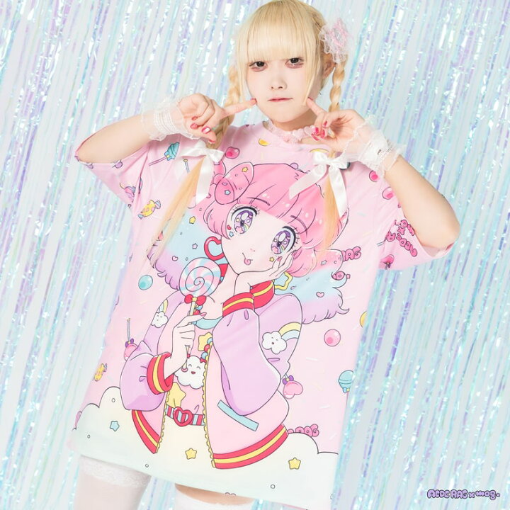 楽天市場 ふわちゃん Tシャツ 半袖 原宿系 原宿 派手カワ ファッション パステル ファンシー ポップ 女の子 イラスト ゆめかわ ゆめかわいい 個性的 ダンス 衣装 ダンス衣装 ヒップホップ レディース ピンク 大きいサイズ Mog Acdcrag メール便可 Acdc Rag 原宿竹下