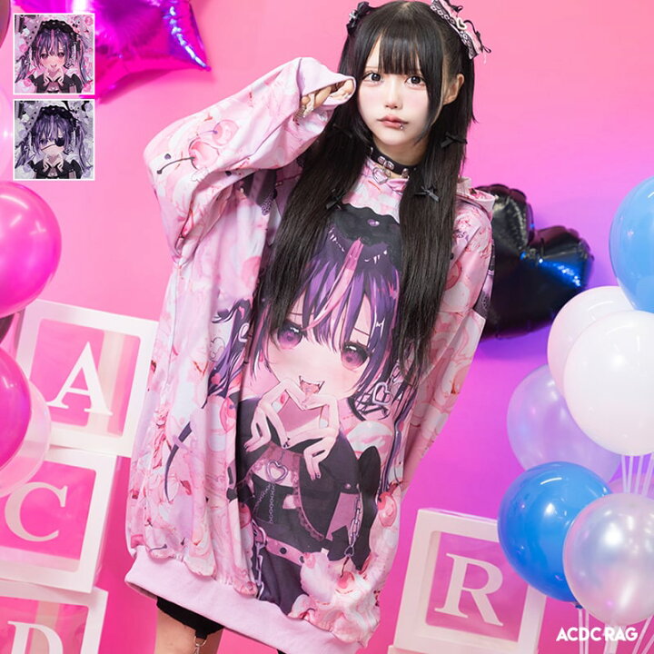 LOVE GIRL パーカー 長袖 原宿系 原宿 ファッション 病みかわいい 病みかわ 女の子 イラスト 地雷系 地雷 パンク ロック 派手 かわいい 派手かわ 個性的 ダンス 衣装 ダンス衣装 レディース メンズ ピンク ブラック 大きいサイズ ACDCRAG ACDC RAG 原宿竹下通り店