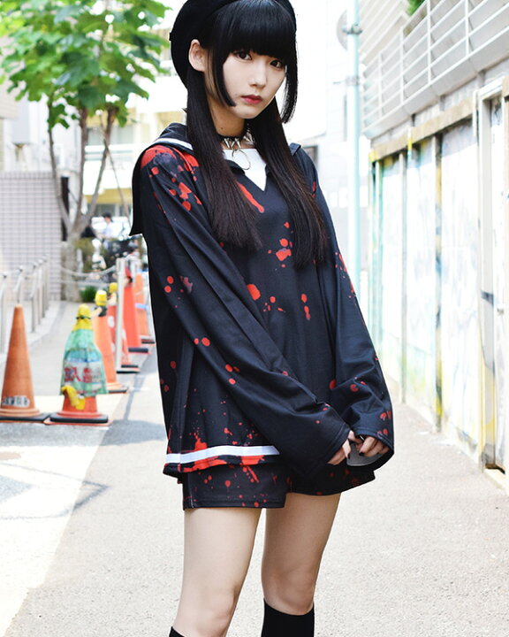 楽天市場 ブラッドショーパン 病み 病みかわいい ショートパンツ ショーパン パンツ パンク ロック ファッション 原宿系 韓国 レディース 大人 ウエストゴム 総柄 かわいい 派手カワ 個性的 ダンス衣装 夏 血のり 黒 ブラック Acdc Rag メール便可 Acdc Rag 原宿竹下