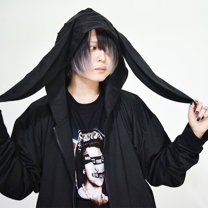 楽天市場 ウサミミzipパーカー うさ耳 パーカー 原宿 原宿系 ファッション レディース パンク ロック 病みかわいい 病みかわ 病み ウサ耳 うさぎ ロング ロング丈 大きいサイズ 長袖 メンズ V系 衣装 ライブ バンギャ 黒 白 ホワイト ブラック Acdc Rag Acdc Rag