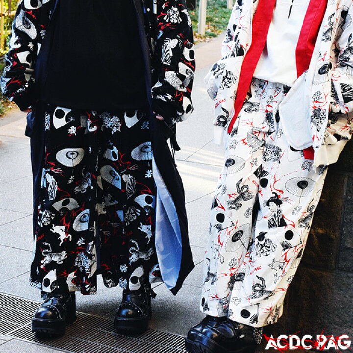 楽天市場 カブキワイドパンツ 和柄 漢字 日本語 カタカナ パンク ロック ファッション V系 病みかわいい 病み 原宿 原宿系 パンツ ワイドパンツ ロング メンズ レディース 派手カワ 個性的 かわいい ダンス 衣装 ヒップホップ ウエストゴム Acdc Rag Acdc Rag 原宿