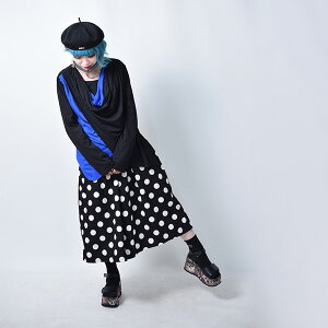原宿系/ファッション/長袖/Tシャツ/ロンT/ドレープ/レイヤード/パンク/ロック/バイカラー
