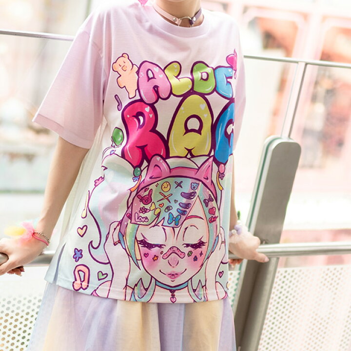 楽天市場 Harajuku Sound Tシャツ カットソー 原宿 原宿系 ファッション レディース 半袖 大きいサイズ スイーツ ゆめかわいい 服 ゆめかわ 派手 カワ 個性的 女の子 イラスト 可愛い ヘッドホン プリント 総柄 ダンス 衣装 ヒップホップ ピンク Acdc Rag メール便可
