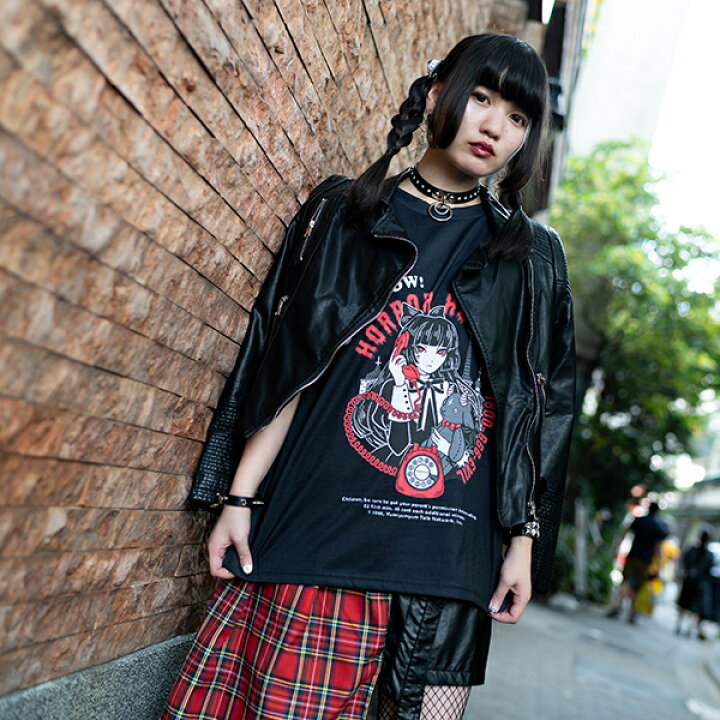 楽天市場 Horror Hotline Tシャツ カットソー 原宿 原宿系 ファッション レディース 半袖 大きいサイズ モード 病み 服 病みかわいい 派手 カワ 個性的 イラスト ダーク プリント 女の子 電話 テレフォン ホラー 衣装 パンク ロック ブラック Acdc Rag メール便可