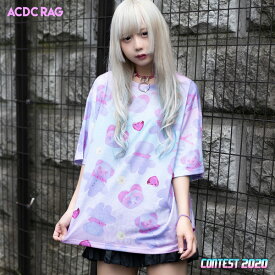 BEAR IN MIND Tシャツ 半袖 原宿 原宿系 派手カワ かわいい パステル ゆめかわ ゆめかわいい 個性的 ポップ キュート ファンシー ダンス 衣装 ヒップホップ レディース パープル ACDCRAG[メール便可]