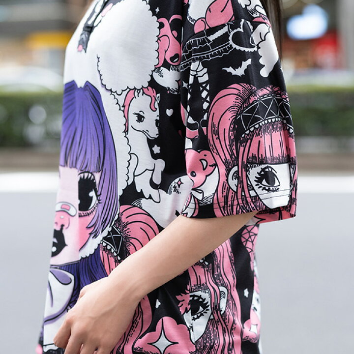 楽天市場 Violet In The Sky Tシャツ 半袖 原宿 原宿系 派手カワ かわいい 病みかわ 病みかわいい 個性的 バンギャ パンク ロック ダンス 衣装 ゴシック ロリータ ゴスロリ レディース Acdcrag メール便可 Acdc Rag 原宿竹下通り店