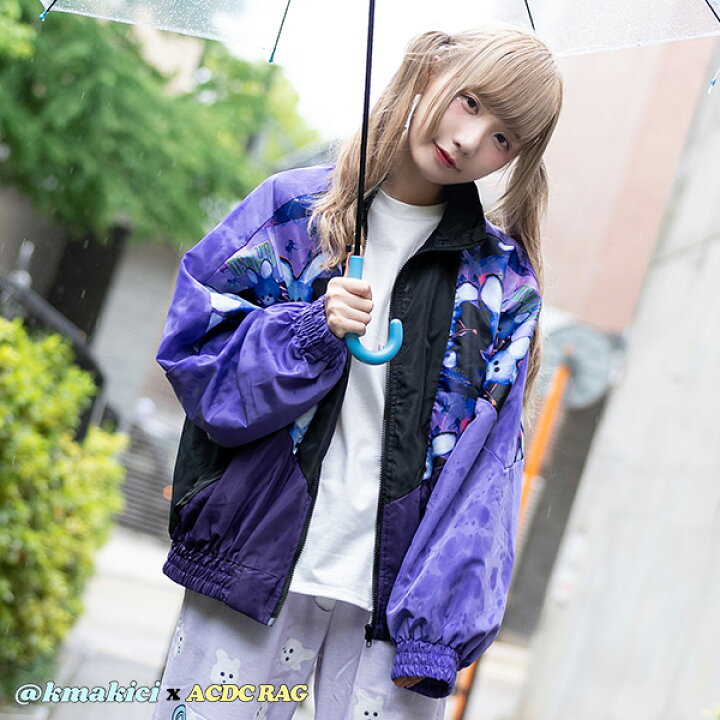 楽天市場 うさじバンド ナイロンジャケット 長袖 アウター ブルゾン ジャケット コート 原宿 原宿系 ゆめかわいい ゆめかわ ファッション パンク ロック レディース メンズ 大きいサイズ 個性的 派手カワ くまきち うさじ コラボ Acdc Rag メール便可 Acdc Rag 原宿