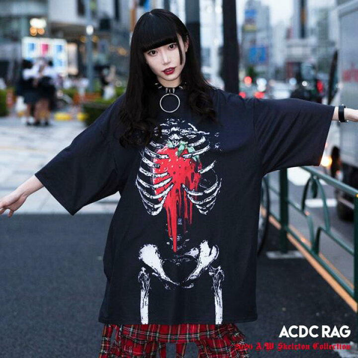 楽天市場 タレストロベリー ヒュージt Tシャツ 半袖 パンク ロック V系 ファッション バンギャ 原宿系 原宿 韓国 病み 病みかわいい 派手カワ 個性的 イチゴ 骸骨 スケルトン レディース メンズ ビッグシルエット オーバーサイズ Acdcrag メール便可 Acdc Rag 原宿