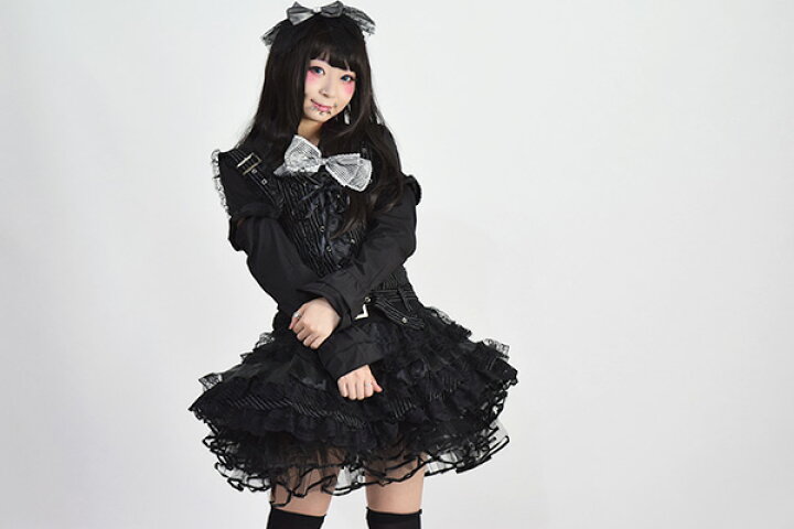 楽天市場 スピンドルワンピース ゴスロリ ワンピース 黒 ドレス 衣装 服 ゴシック ロリータ ゴス パンク ロック V系 バンギャ ジャンパースカート ジャンスカ 原宿 原宿系 ファッション レディース メイド コスチューム コスプレ ブラック ストライプ Acdc Rag Acdc