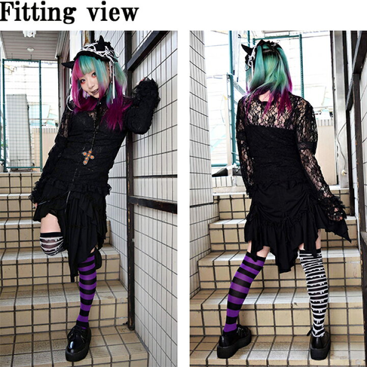 楽天市場 レースロングtシャツ レース 花柄 Tシャツ 長袖 黒服 ゴシック パンク ロック V系 バンギャ 原宿系 青文字系 Kera系 Acdc Acdcrag Acdc Rag 原宿竹下通り店