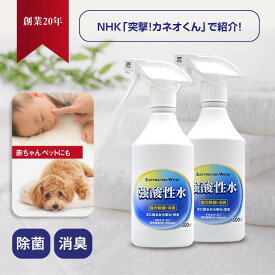 〔送料無料〕次亜塩素酸水 本物だから35ppmで99.999%除菌 スプレー ボトル 【 強酸性水 500ml 2本セット 】 ニキビ ノンアルコール ペット用 猫 犬 インコ 鳥 匂い 赤ちゃん ベビー 子供 酸性電解水 テーブル ウイルス対策 食中毒対策 そのまま使える